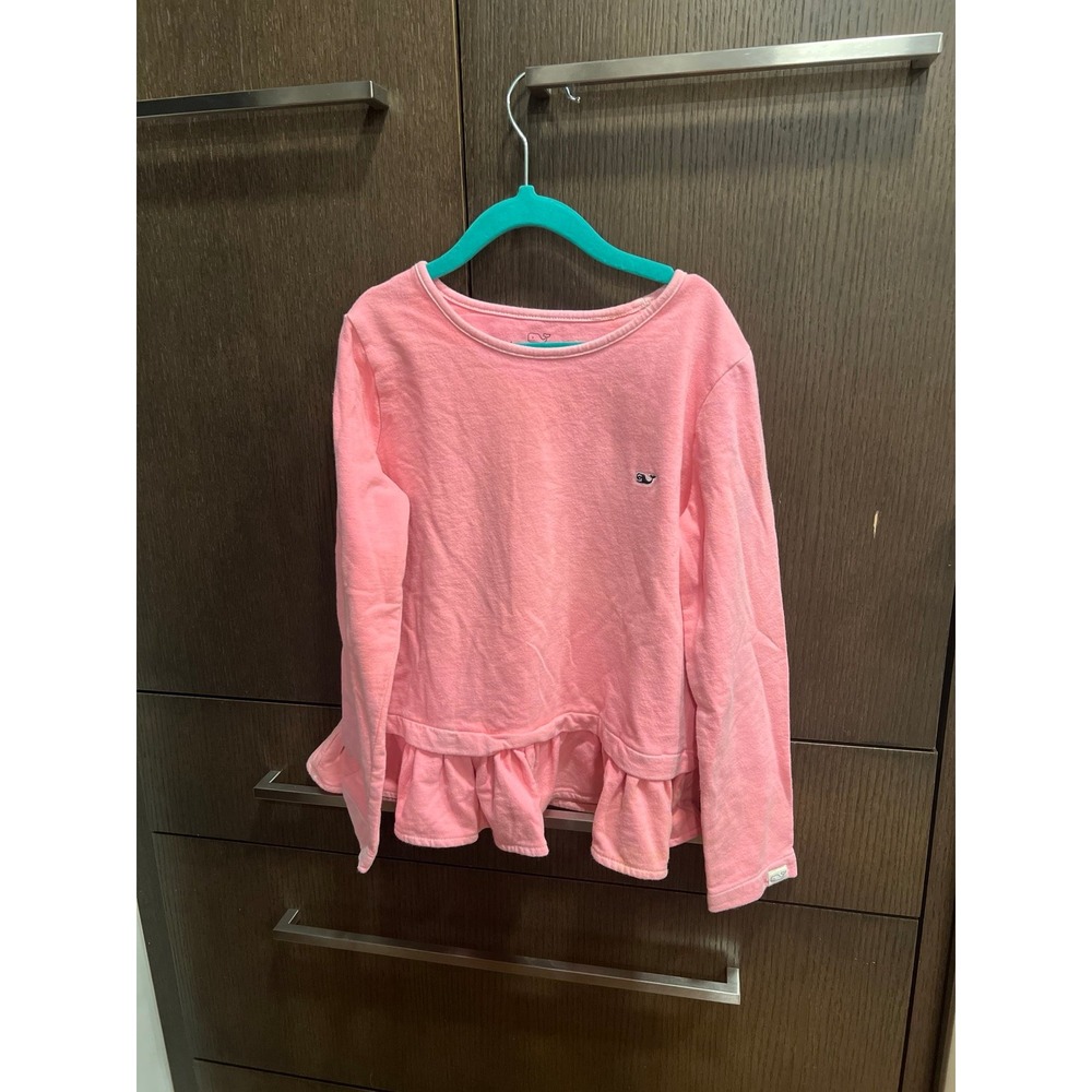 Vineyard vinesβ long sleeve Light pink peplum shirt girls 10-12